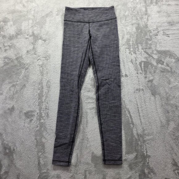 Lululemon Pants Womens 2 Gray Heathered Yoga Leggings Stretch Full Length Gym - Picture 2 of 8
